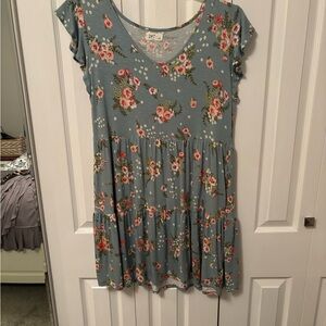 Floral just above the knee Blue and Pink cute dress.